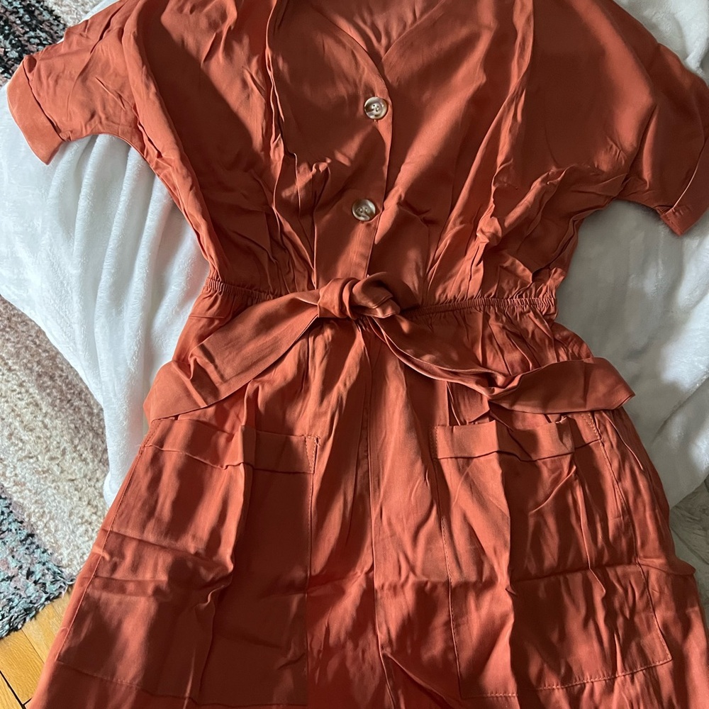 Women’s rust romper shorts